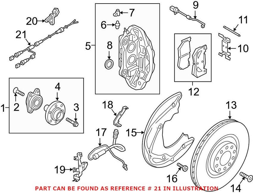 Audi ABS Wheel Speed Sensor Wiring Harness - Front Passenger Side 80A972252